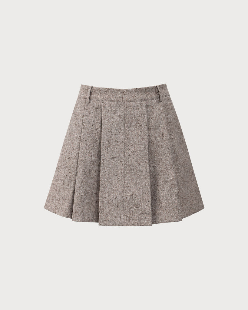 Khaki Pocket Pleated Mini Skirt