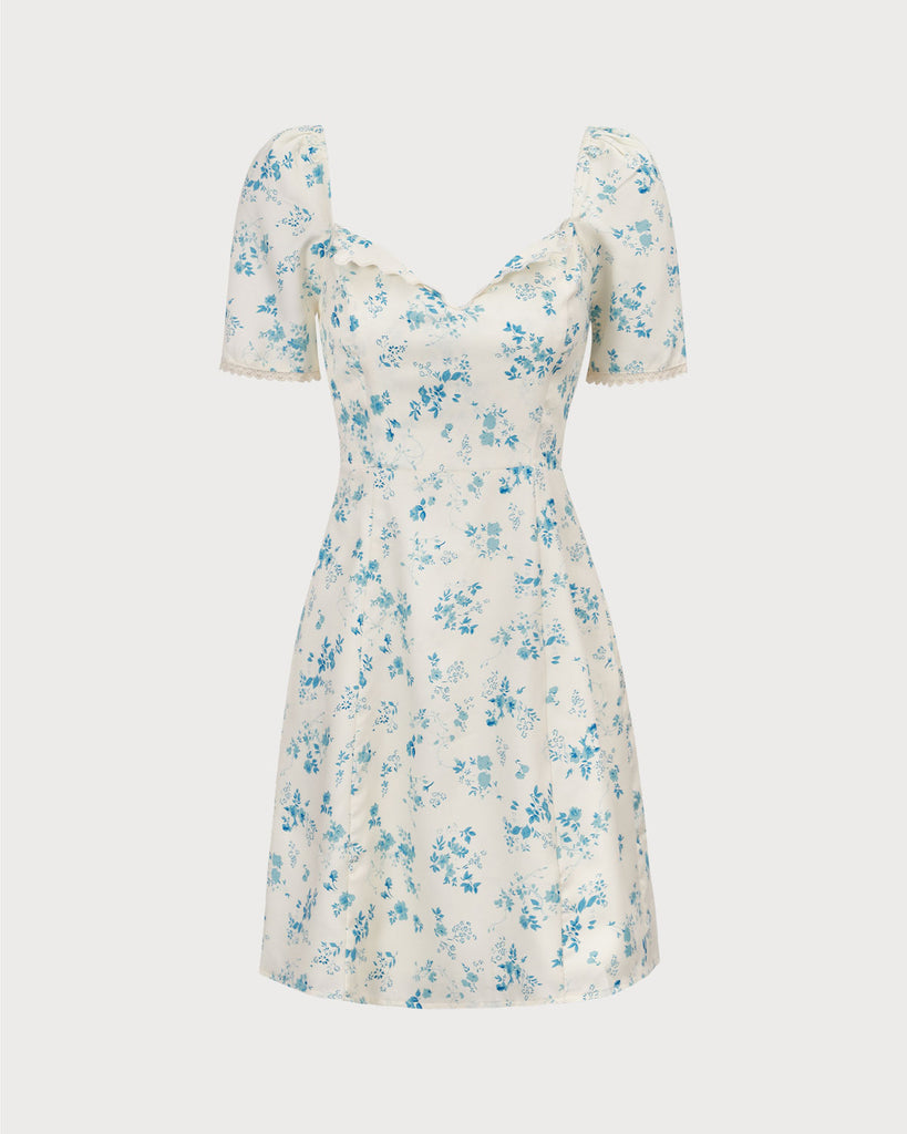 The Floral Scalloped Mini Dress Dresses - RIHOAS