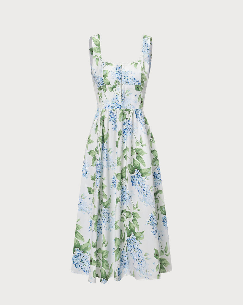 The Square Neck Printed A-Hem Dress Dresses - RIHOAS