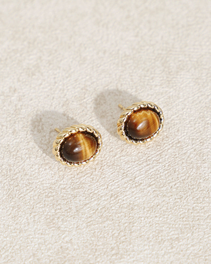 Brown Gold-Plated Earrings