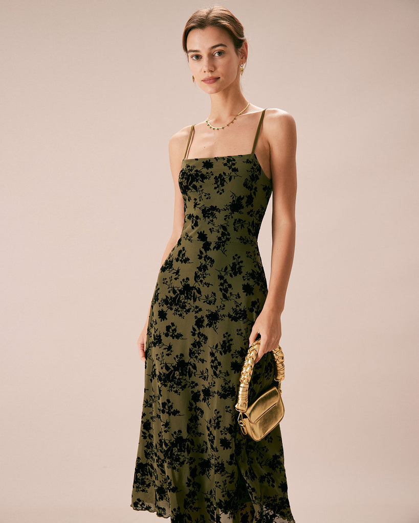 The Green Sleeveless Burnout Midi Dress Dresses - RIHOAS