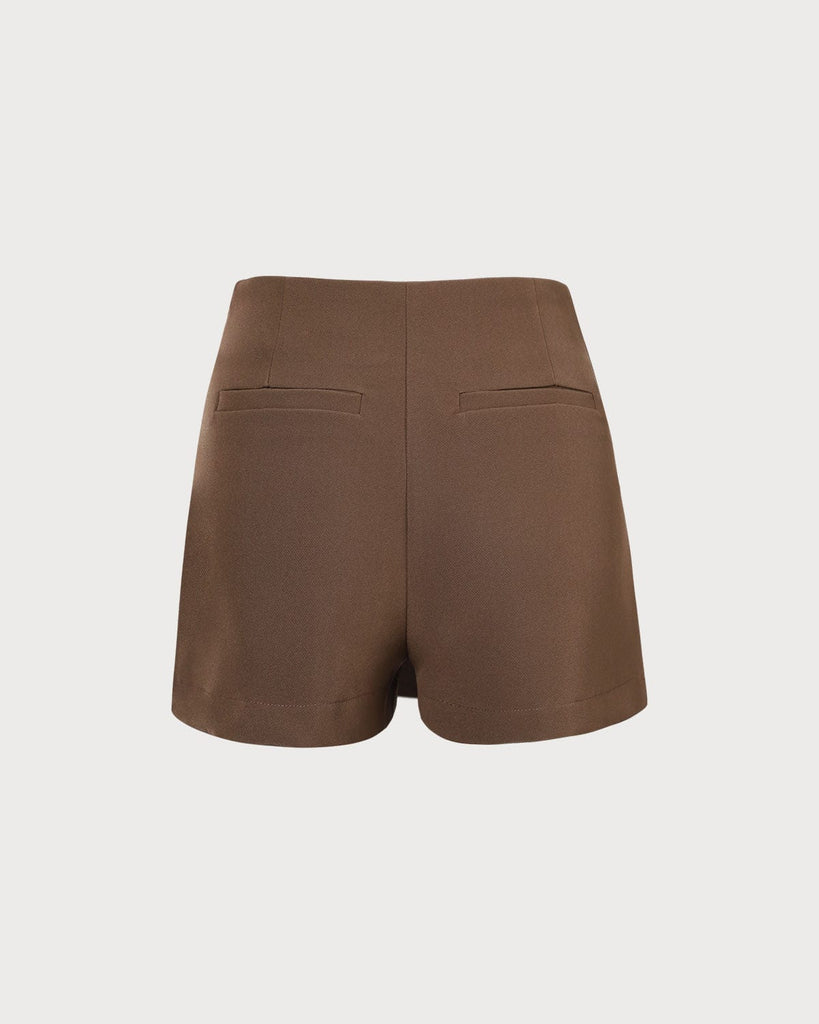 The Khaki Solid Overlap Skort Bottoms - RIHOAS