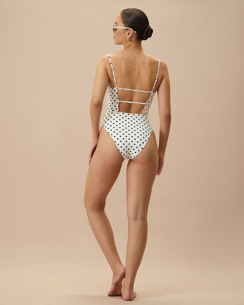 The Polka Dot Backless One-Piece Swimsuit One-Pieces - RIHOAS