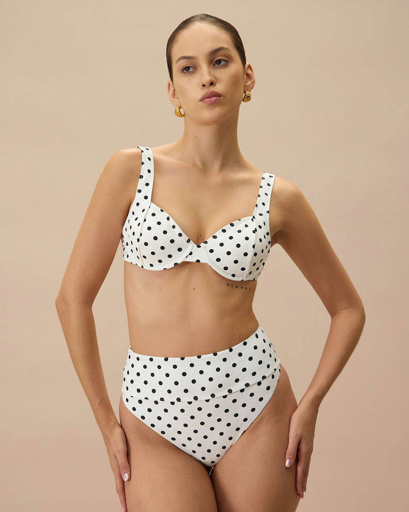 The Polka Dot High Waist Bikini Bottom Bikinis - RIHOAS