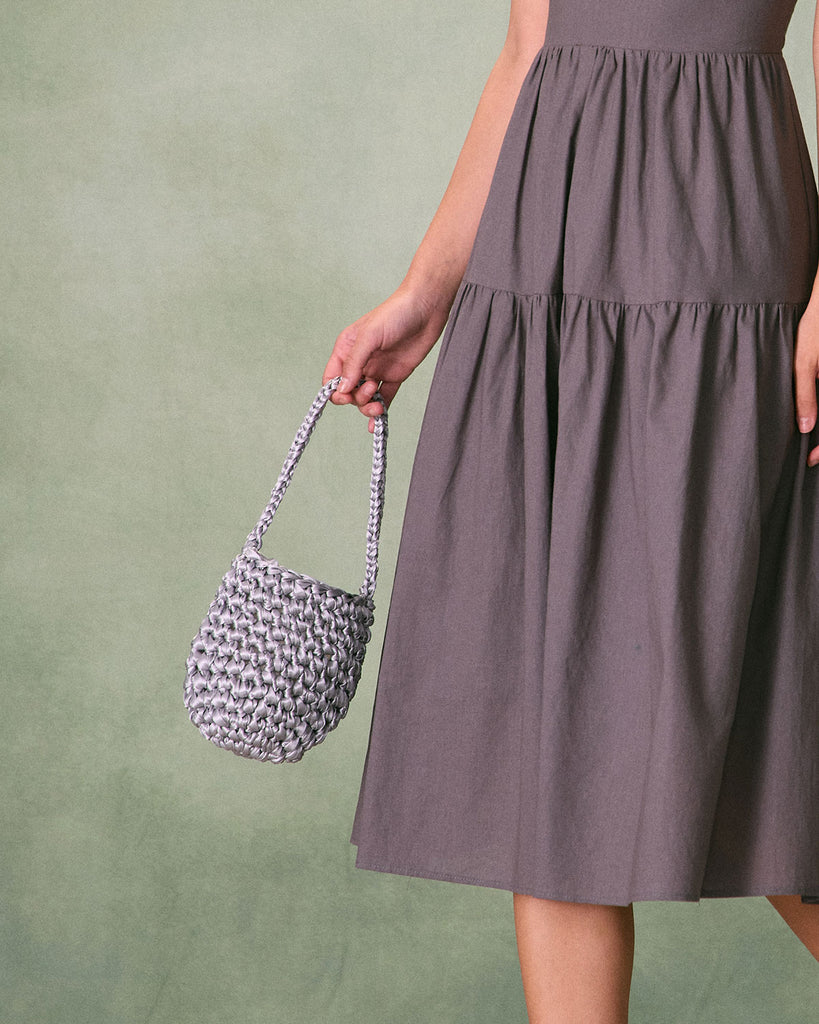 The Woven Bucket Bag Grey Bags - RIHOAS