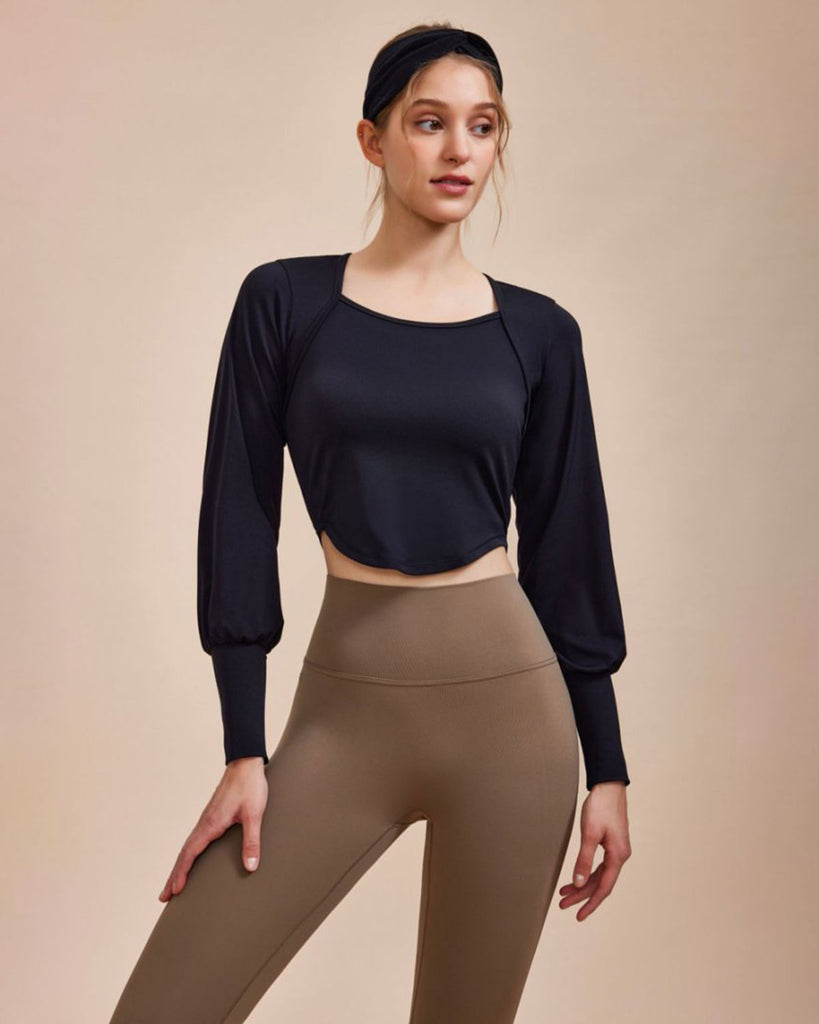 Women Knitted Nylon Yoga Long Sleeve Tops Yoga Tops - RIHOAS