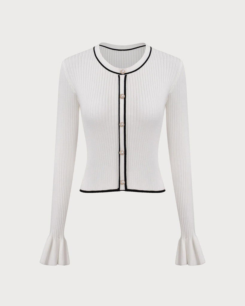 Women's White Contrasting Knit Top