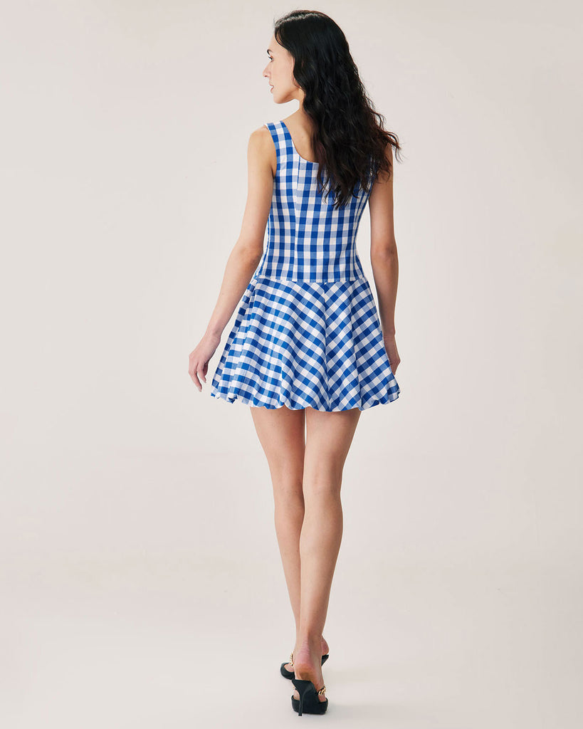 Blue Plaid Slip Mini Dress