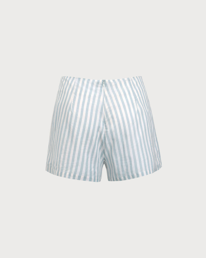 Grey Striped Zipper Shorts