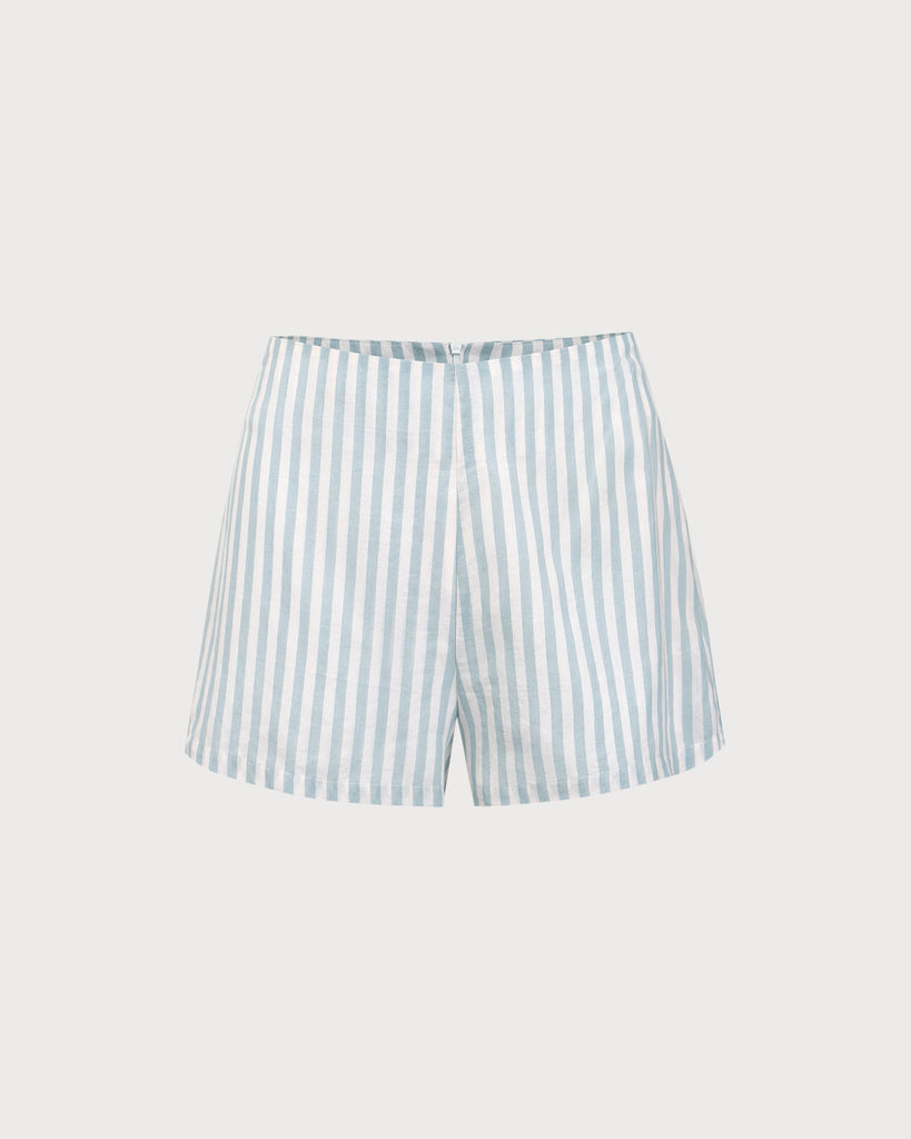 Grey Striped Zipper Shorts