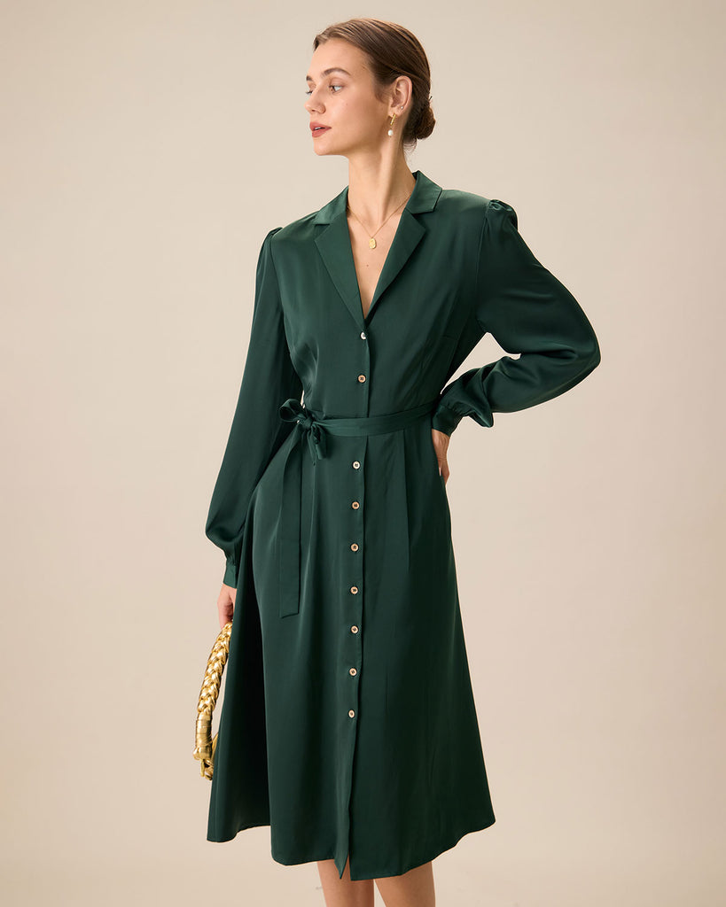 Women Woven Polyester Dresses Green Dresses - RIHOAS