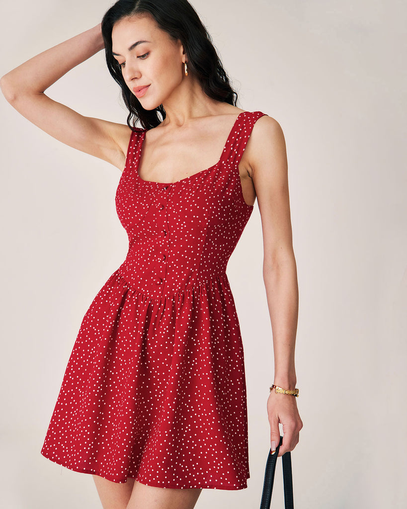 Red Polka Dot Slip Mini Dress