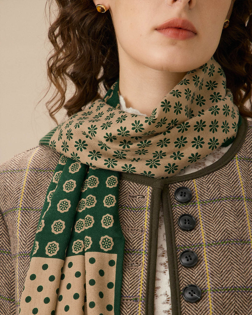 Green Polka Dot Print Scarf