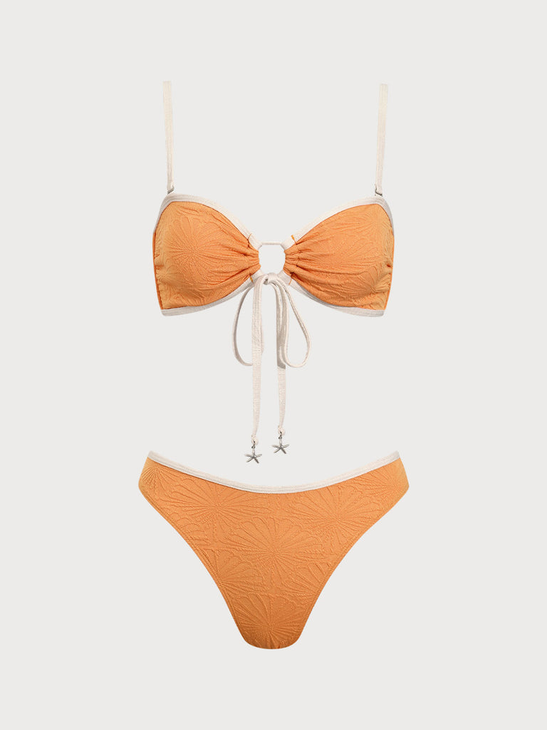 Orange Contrast Cutout Bikini Set