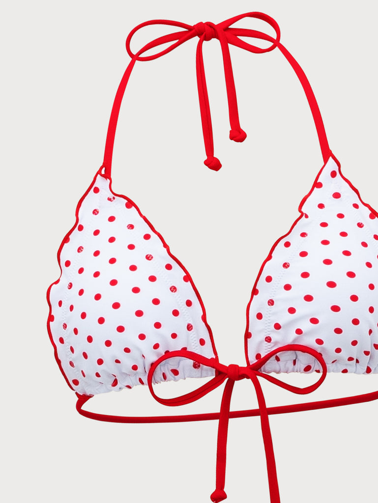 Red Polka Dot Drawstring Bikini Set