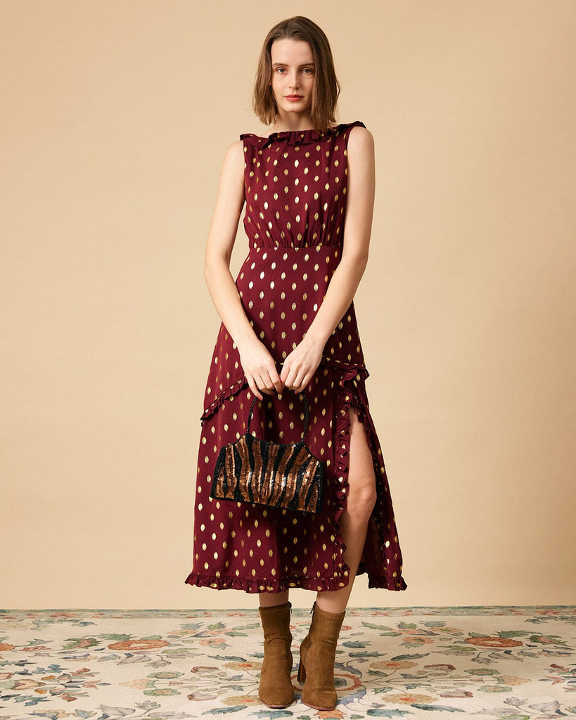 The Polka Dot Sleeveless Slit Midi Dress - RIHOAS