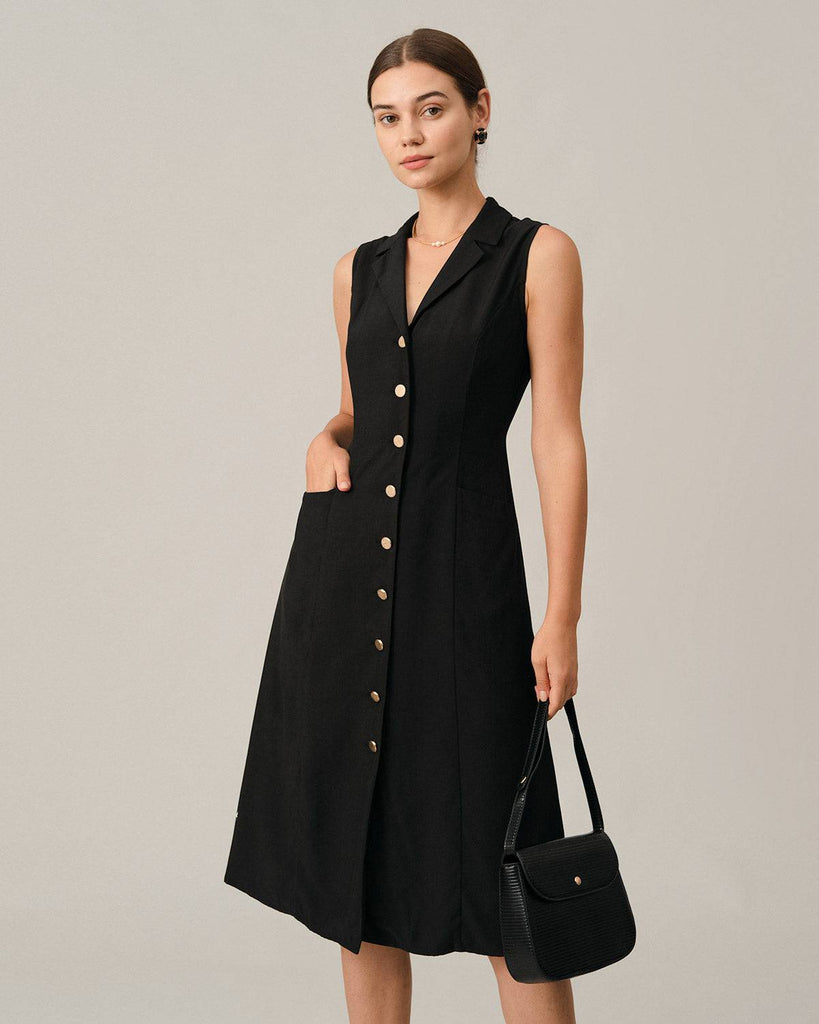 The Lapel Single-breasted Midi Dress - RIHOAS