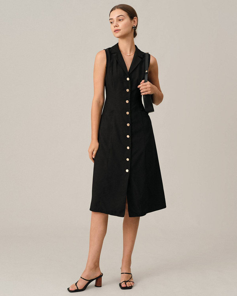 The Lapel Single-breasted Midi Dress - RIHOAS