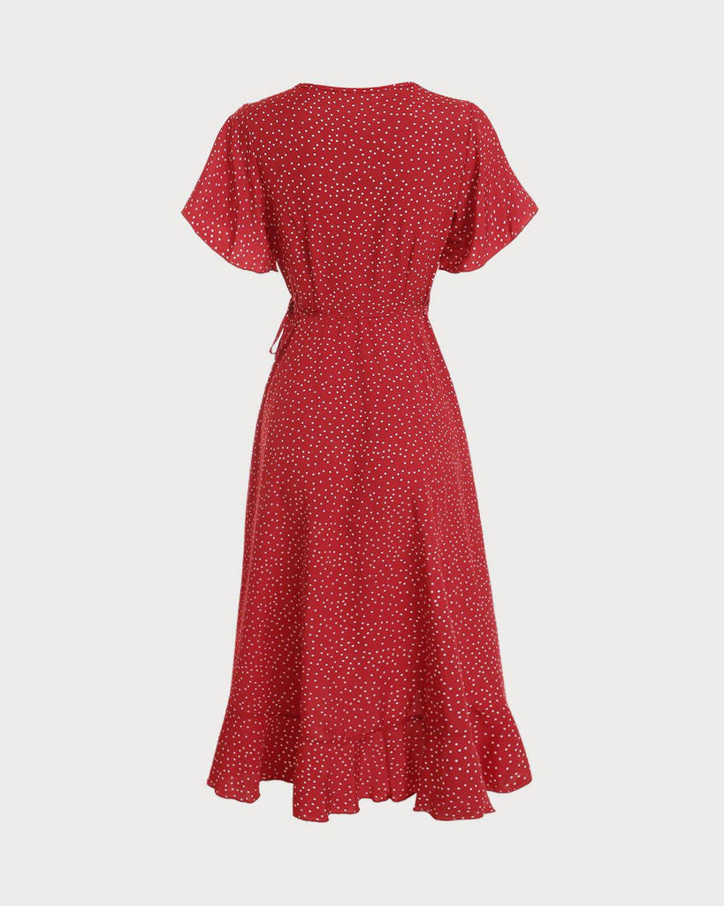 The Polka Dot Ruffle Wrap Dress - RIHOAS