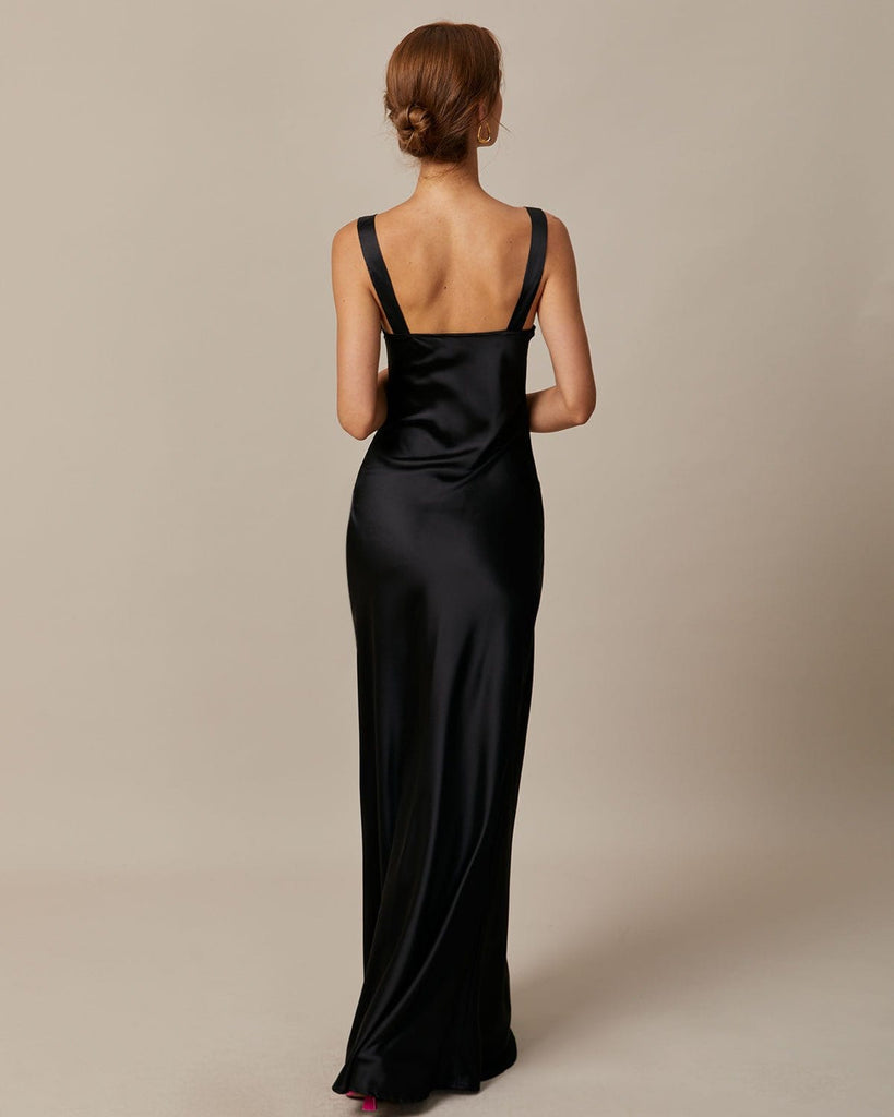 The Cowl Neck Satin Maxi Dress Dresses - RIHOAS