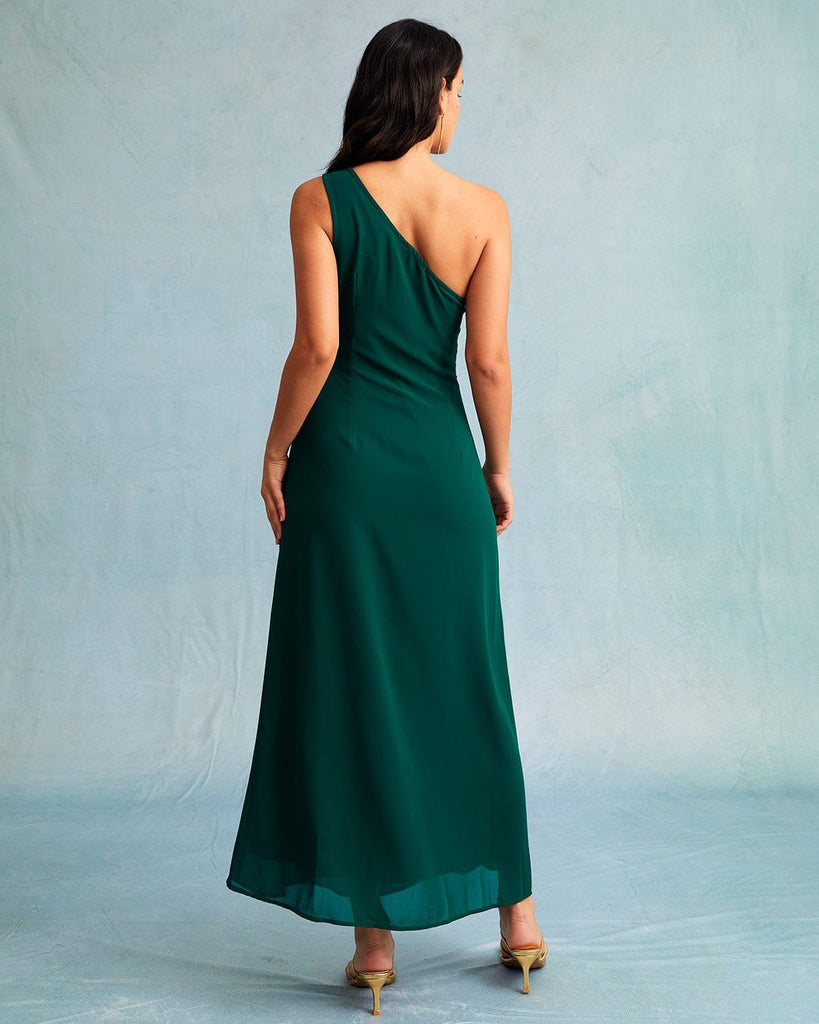 The One Shoulder Slit Maxi Dress Dresses - RIHOAS