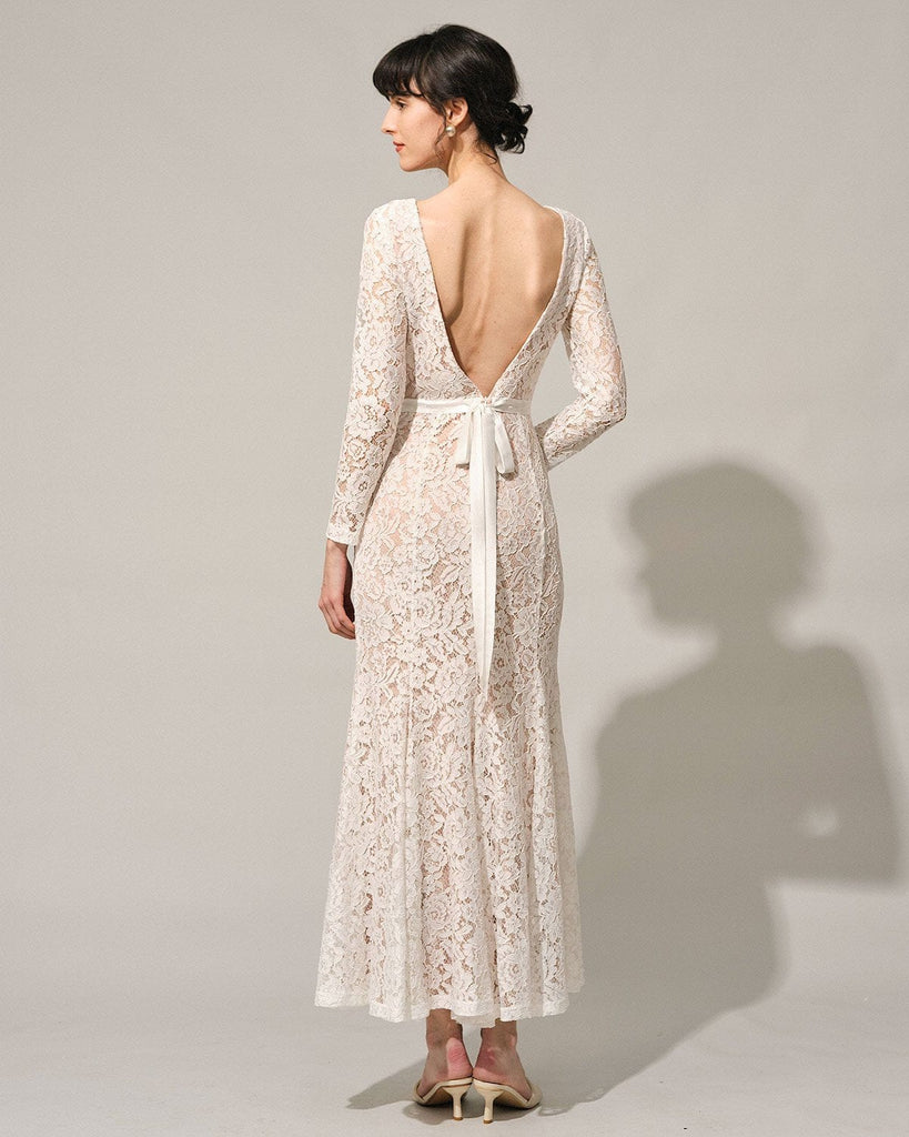 The Round Neck Lace Mermaid Maxi Dress Dresses - RIHOAS