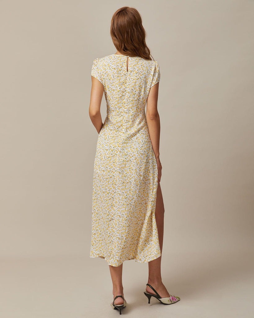 The Round Neck Ruched Floral Dress Dresses - RIHOAS